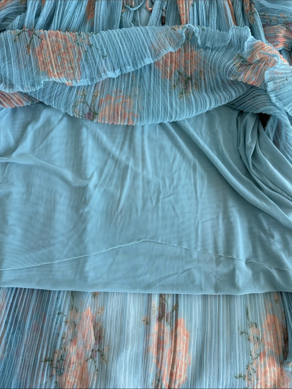 Free People Slate Blue and Pastel Orange Tunic Shirt - Picture 5 of 6